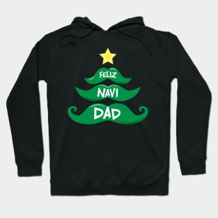 Feliz Navidad Christmas Tree Mustache Design Hoodie